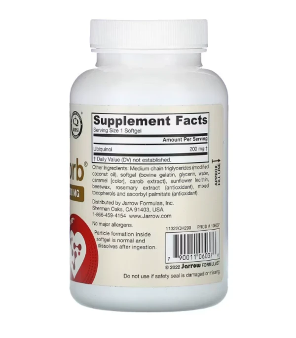 Jarrow Formulas, Ubiquinol, QH-Absorb, Max Absorption, 200 mg, 90 Softgels