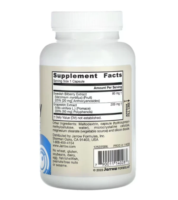 Jarrow Formulas, Vegan Bilberry + Grapeskin Polyphenols, 120 Veggie Capsules