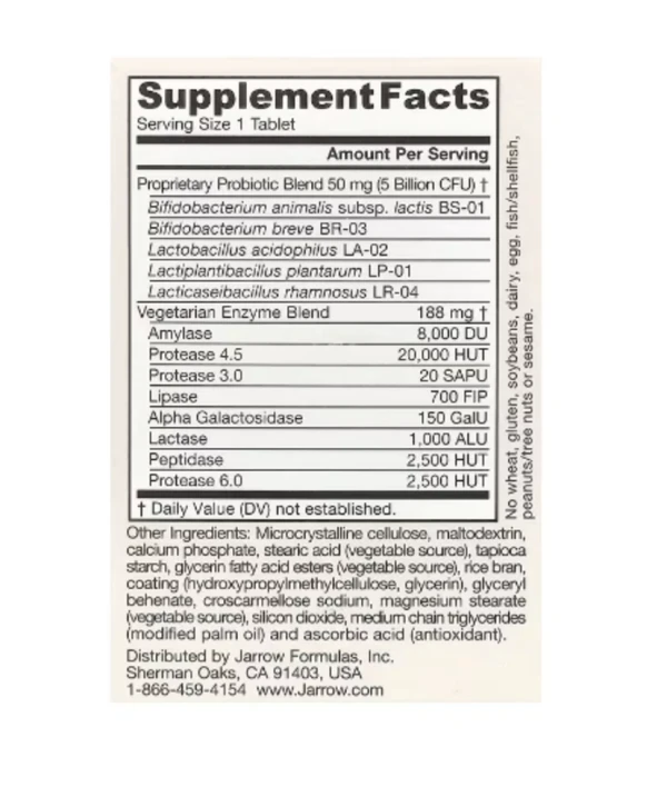 Jarrow Formulas, Vegan Jarro-Dophilus, Digest Sure, 5 Billion CFU, 30 Tablets