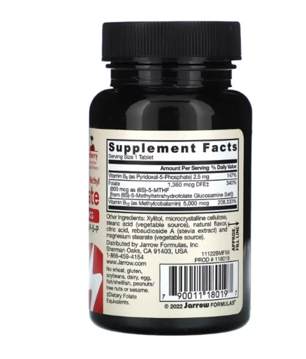 Jarrow Formulas, Vegan Methyl B-12 & Methyl Folate, Ultra Strength, Cherry, 60 Chewable Tablets