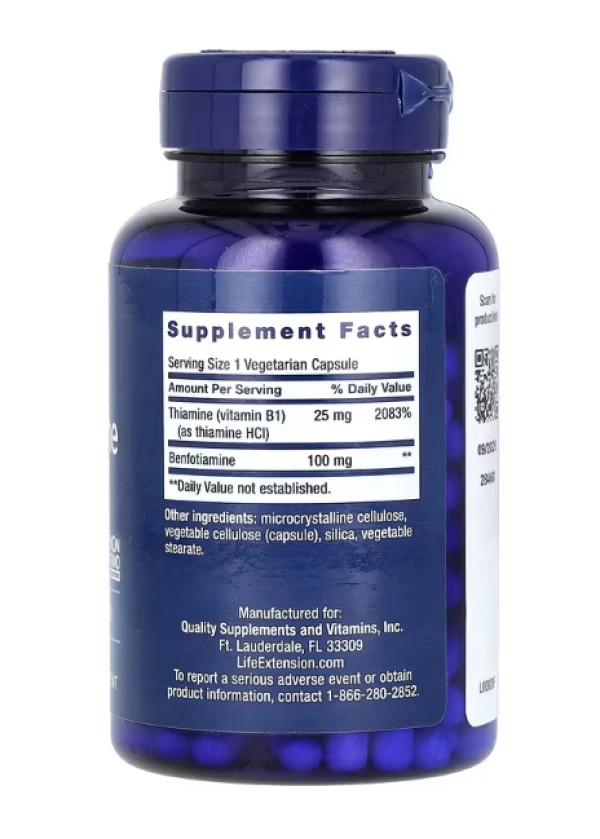 Life Extension, Benfotiamine with Thiamine, 100 mg, 120 Vegetarian Capsules