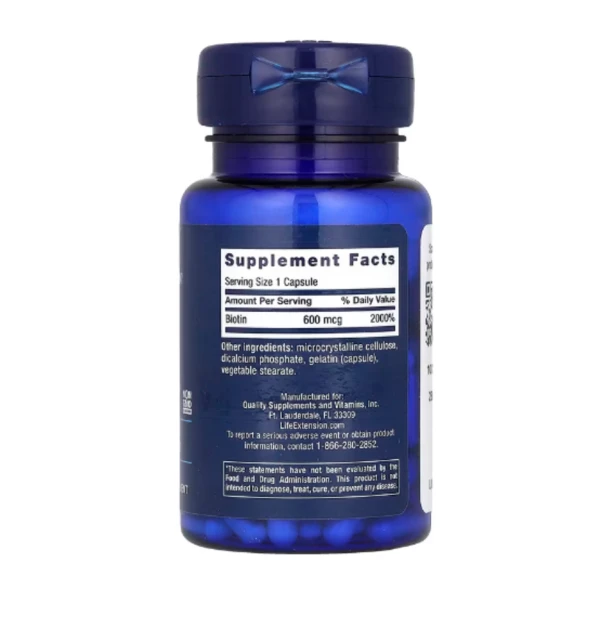 Life Extension, Biotin, 600 mcg, 100 Capsules