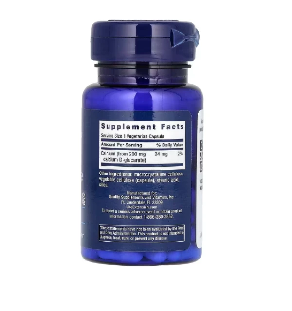 Life Extension, Calcium D-Glucarate, 200 mg, 60 Vegetarian Capsules