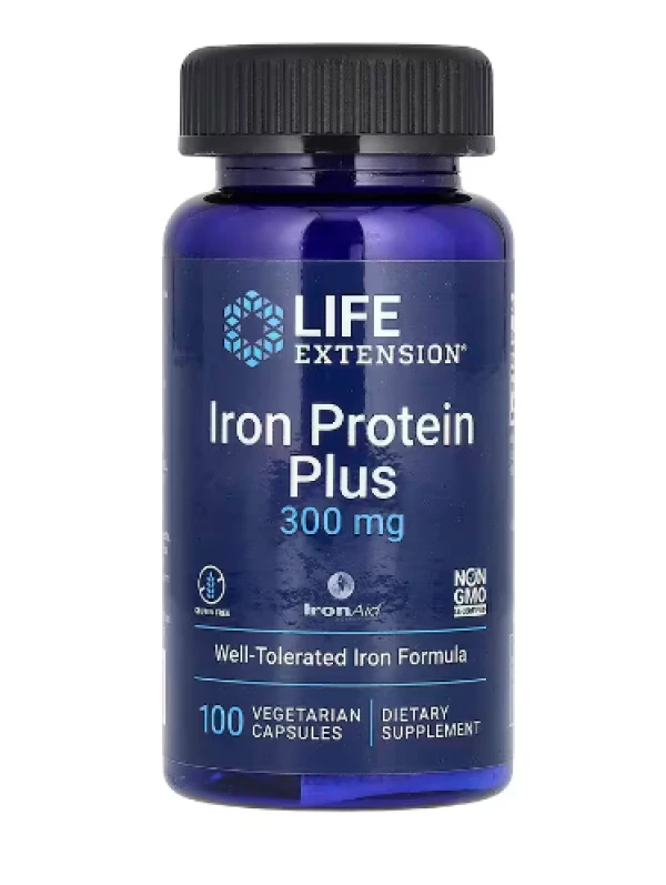 Life Extension, Iron Protein Plus, 300 mg, 100 Vegetarian Capsules