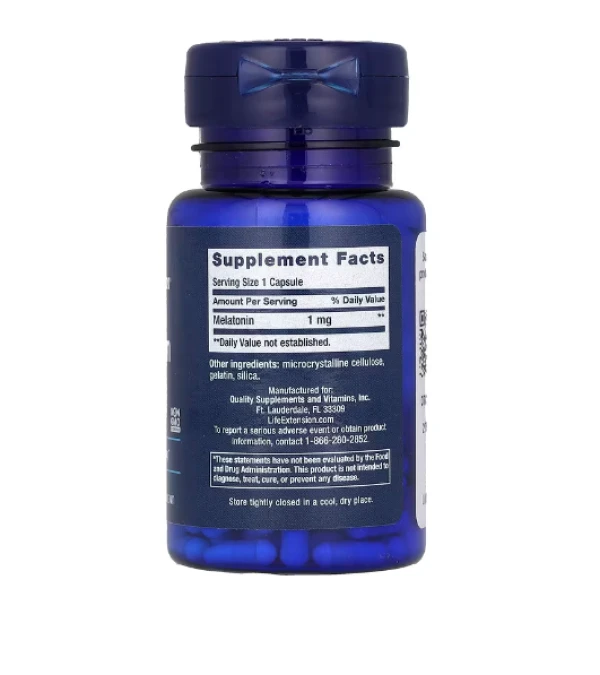 Life Extension, Melatonin, 1 mg, 60 Capsules