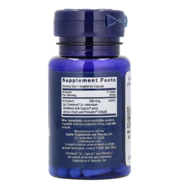 Life Extension, Optimized Chromium with Crominex 3+, 500 mcg, 60 Vegetarian Capsules