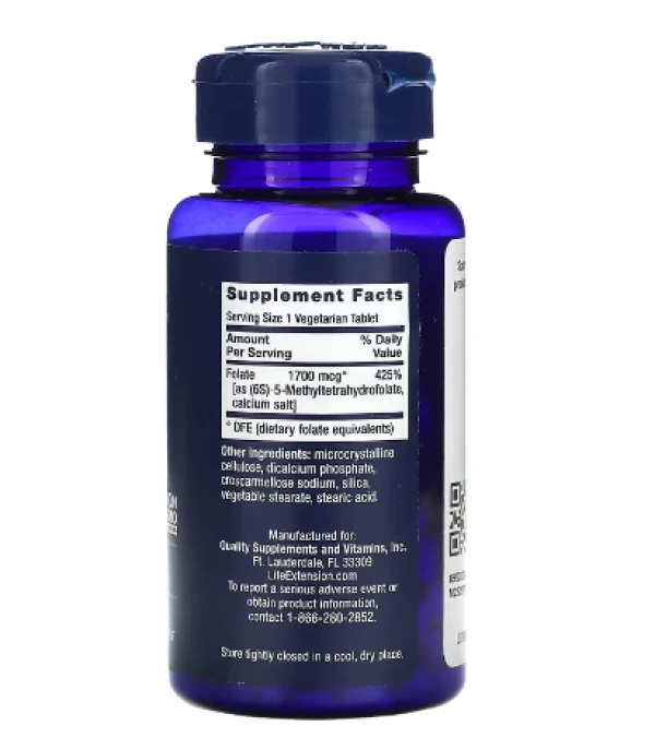 Life Extension, Optimized Folate, 1,700 mcg DFE, 100 Vegetarian Tablets