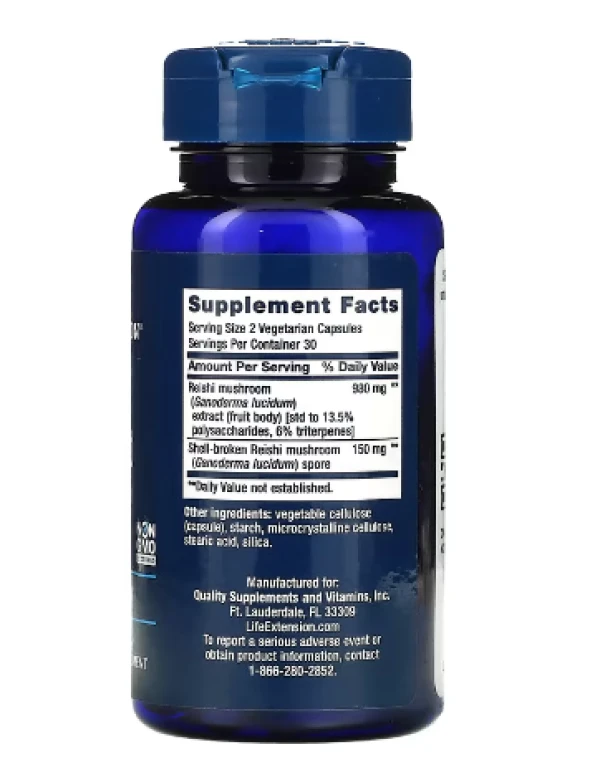 Life Extension, Reishi Extract Mushroom Complex, 60 Vegetarian Capsules