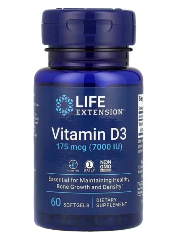 Life Extension, Vitamin D3, 175 mcg (7,000 IU), 60 Softgels