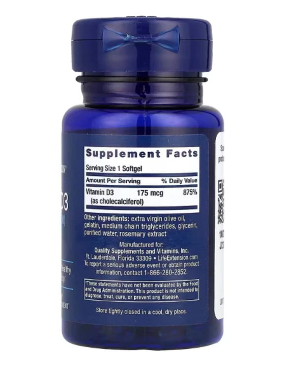 Life Extension, Vitamin D3, 175 mcg (7,000 IU), 60 Softgels