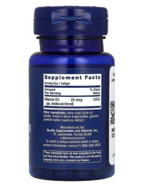 Life Extension, Vitamin D3, 25 mcg (1,000 IU), 90 Softgels