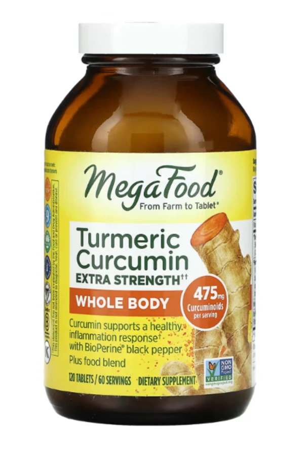 MegaFood, Turmeric Curcumin Extra Strength, Whole Body, 475 mg, 120 Tablets (237.5 mg per Tablet)