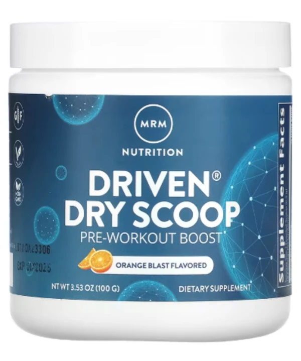 MRM Nutrition, Driven Dry Scoop, Pre-Workout Boost, Orange Blast, 3.53 oz (100 g)
