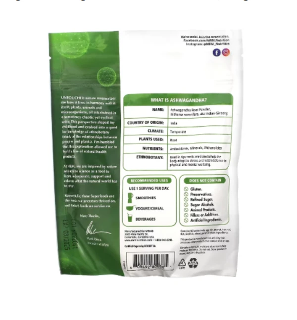 MRM Nutrition, Organic Ashwagandha Root Powder, 4 oz (113 g)
