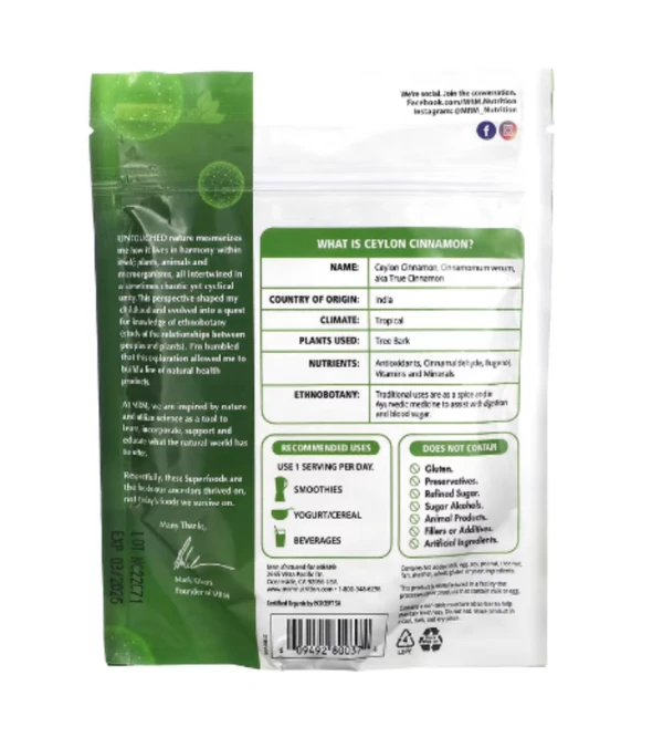 MRM Nutrition, Organic Ceylon Cinnamon Powder, 4 oz (113 g)