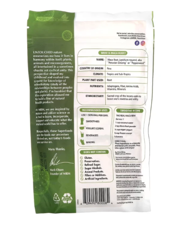 MRM Nutrition, Organic Maca Root Powder, 8.5 oz (240 g)