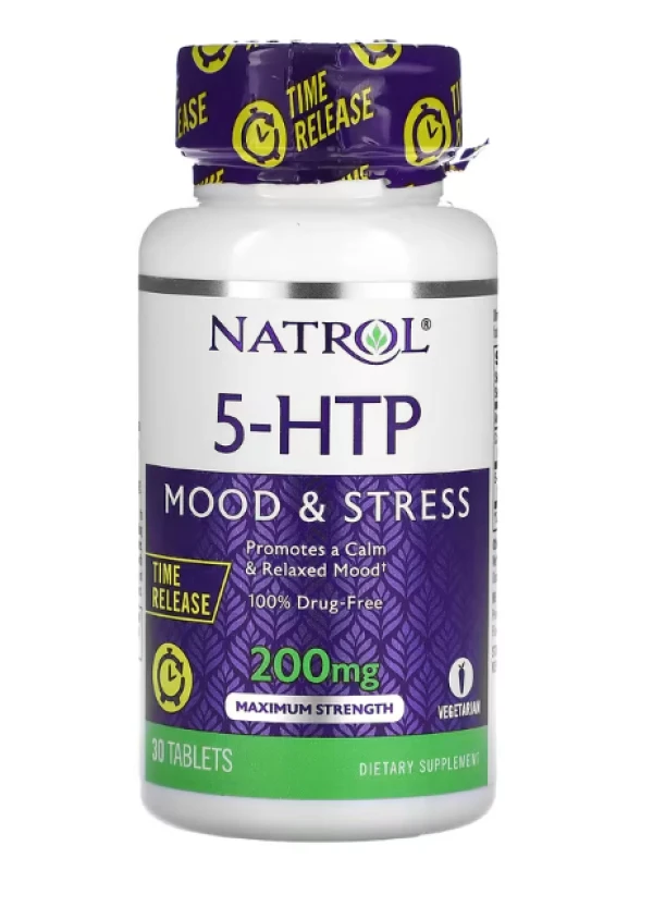 Natrol, 5-HTP, Time Release, Maximum Strength, 200 mg, 30 Tablets