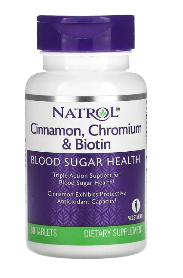 Natrol, Cinnamon, Chromium & Biotin, 60 Tablets