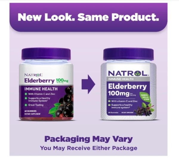 Natrol, Elderberry Immune Health, 100 mg, 60 Gummies (50 mg per Gummy)