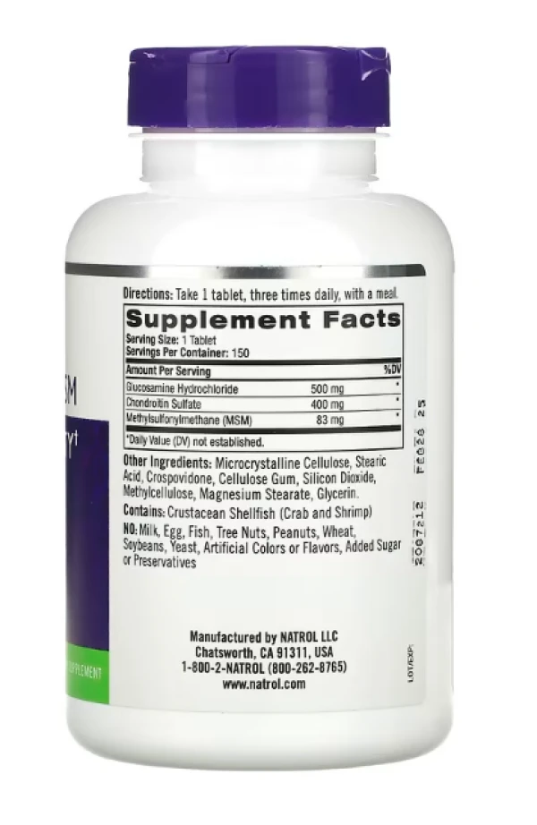 Natrol, Glucosamine, Chondroitin & MSM, 150 Tablets