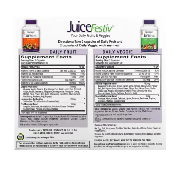 Natrol, JuiceFestiv, 2 Bottles, 60 Capsules Each