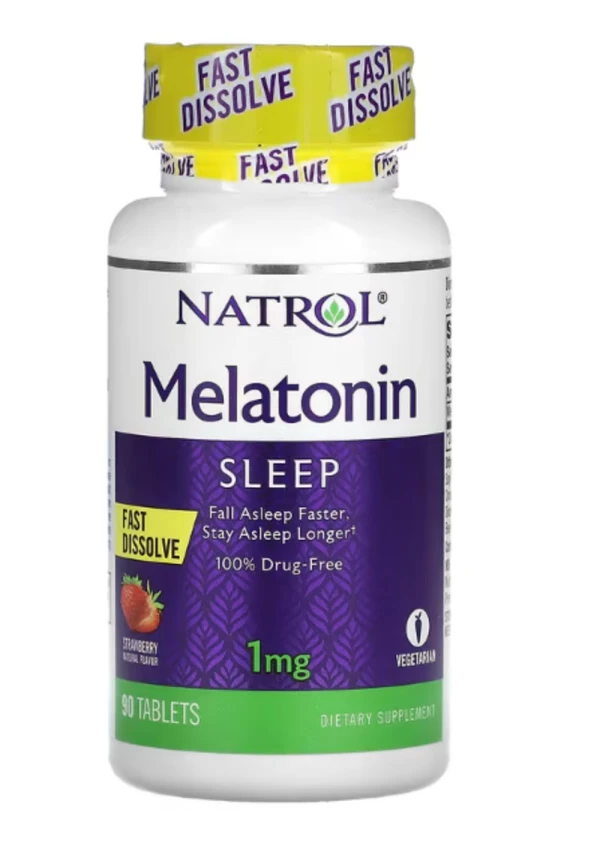 Natrol, Melatonin, Fast Dissolve, Strawberry, 1 mg, 90 Tablets