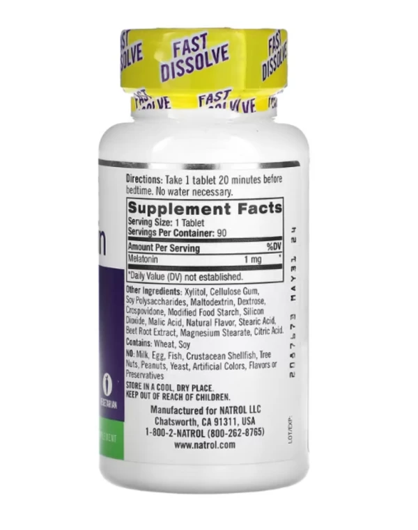 Natrol, Melatonin, Fast Dissolve, Strawberry, 1 mg, 90 Tablets