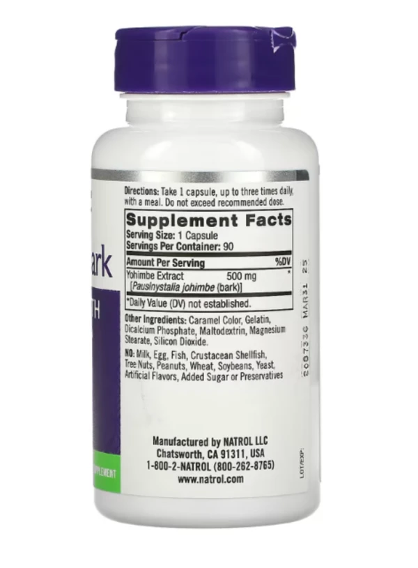 Natrol, Yohimbe Bark, 500 mg, 90 Capsules