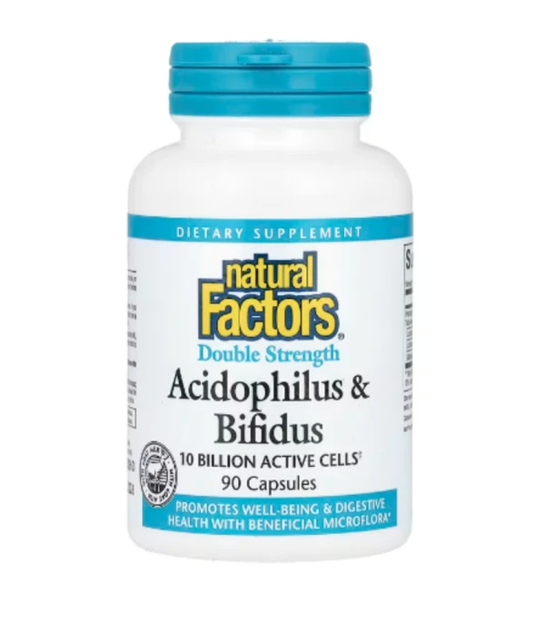 Natural Factors, Acidophilus & Bifidus, Double Strength, 10 Billion CFU, 90 Capsules