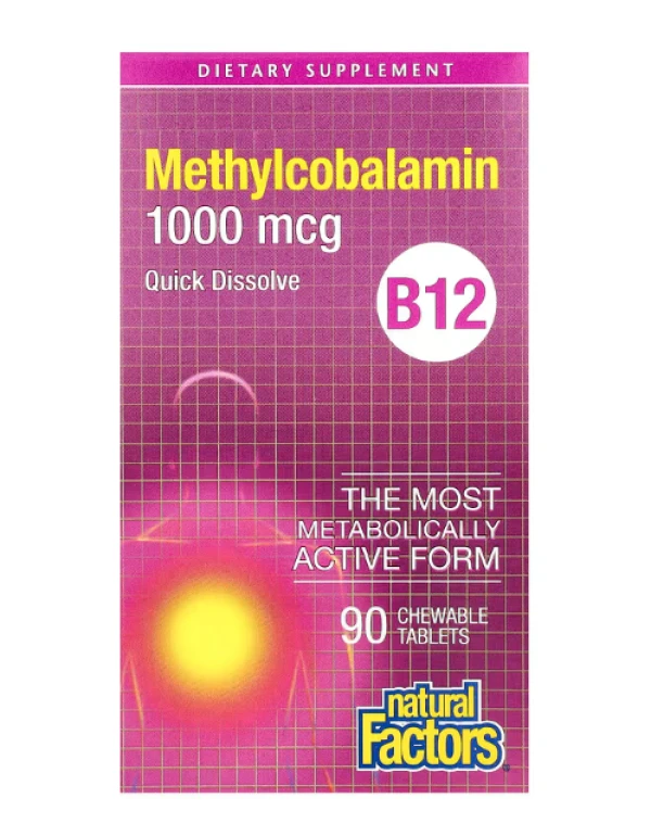 Natural Factors, B12, Methylcobalamin, 1,000 mcg, 90 Chewable Tablets