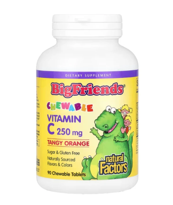 Natural Factors, Big Friends, Chewable Vitamin C, Tangy Orange, 250 mg, 90 Chewable Tablets