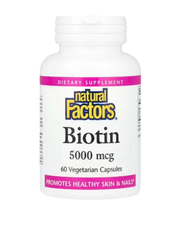 Natural Factors, Biotin, 5,000 mcg, 60 Vegetarian Capsules