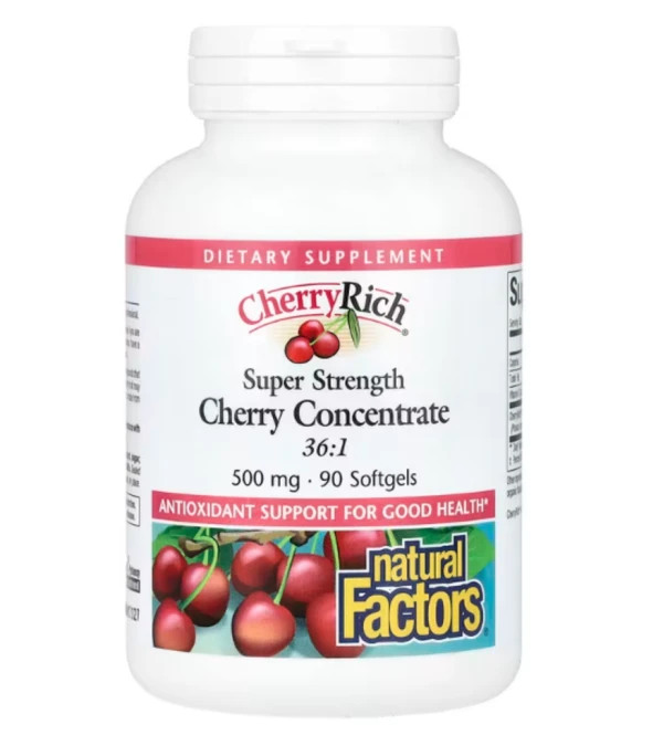 Natural Factors, Cherry Concentrate, Super Strength, 500 mg, 90 Softgels
