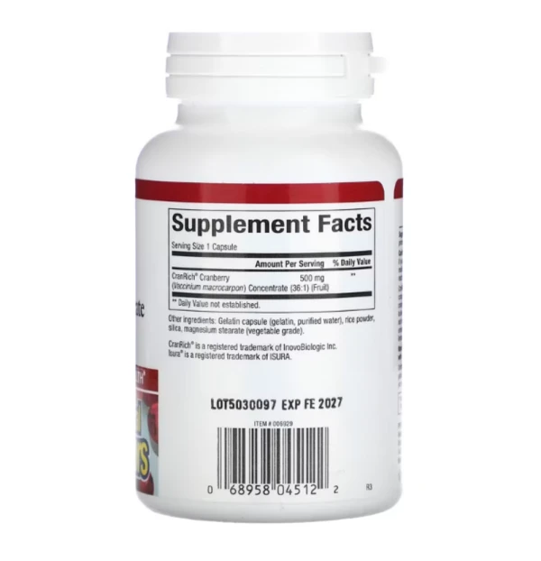Natural Factors, CranRich, Super Strength, Cranberry Concentrate, 500 mg, 90 Capsules