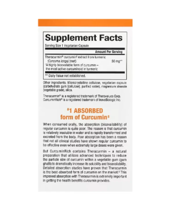 Natural Factors, CurcuminRich, Theracurmin, 120 Vegetarian Capsules