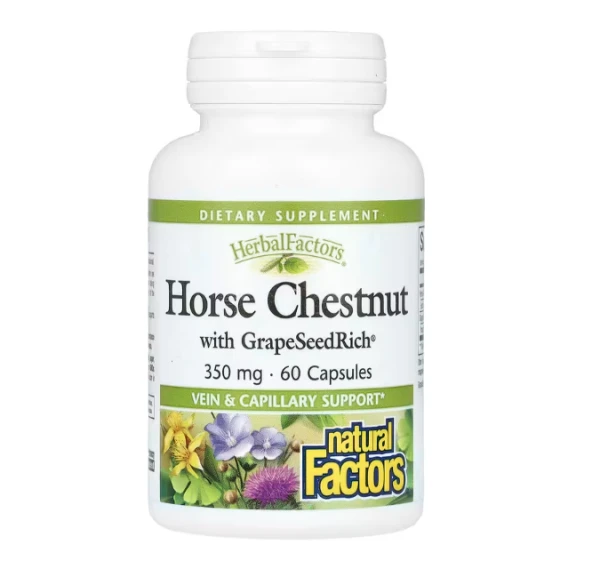 Natural Factors, Horse Chestnut with GrapeSeedRich, 350 mg, 60 Capsules