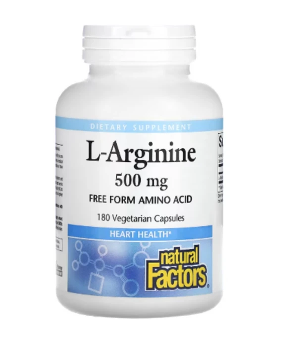 Natural Factors, L-Arginine, 500 mg, 180 Vegetarian Capsules