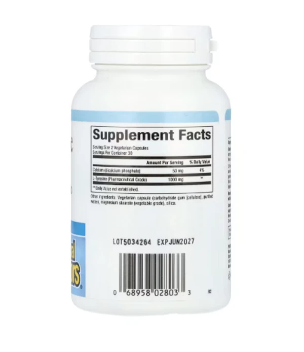 Natural Factors, L-Tyrosine, 1,000 mg, 60 Vegetarian Capsules (500 mg per Capsule)