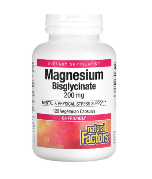 Natural Factors, Magnesium Bisglycinate, 200 mg, 120 Vegetarian Capsules