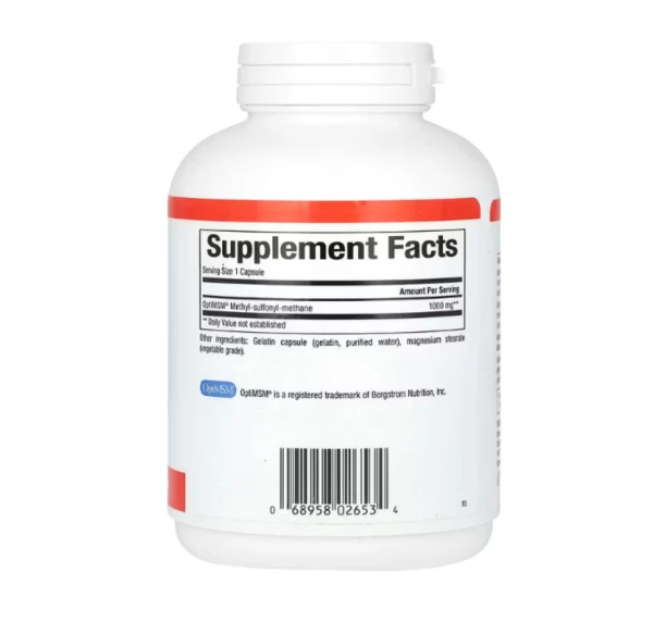 Natural Factors, MSM, Methyl-Sulfonyl-Methane, 1,000 mg, 180 Capsules