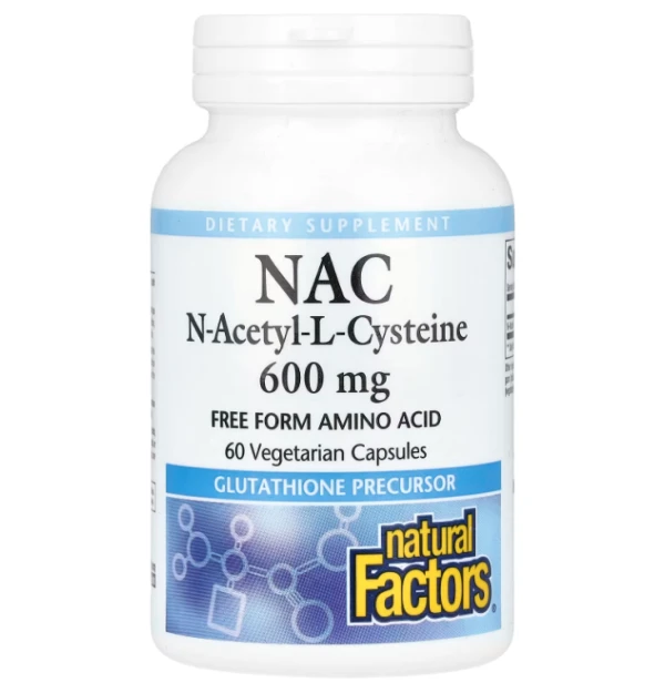 Natural Factors, NAC, N-Acetyl-L-Cysteine, 600 mg, 60 Vegetarian Capsules