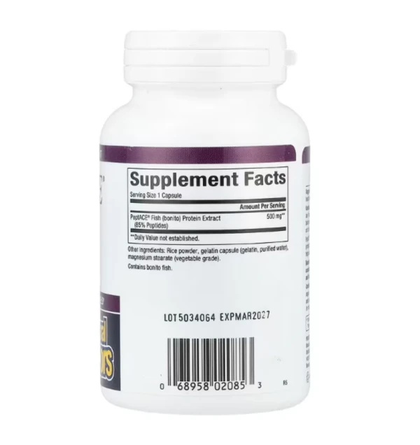 Natural Factors, PeptACE, Fish Peptides, 500 mg, 90 Capsules