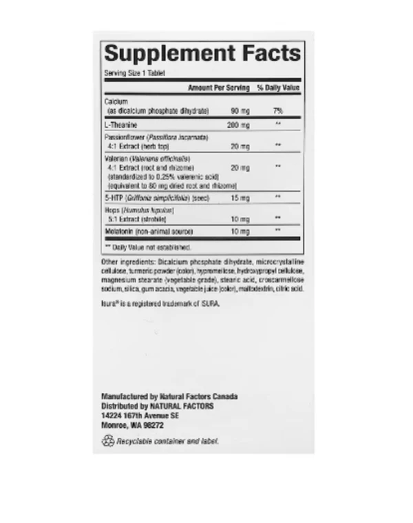 Natural Factors, RegenerLife, Sleep Better with Melatonin, L-Theanine & Botanicals, 60 Tri-Layer Tablets