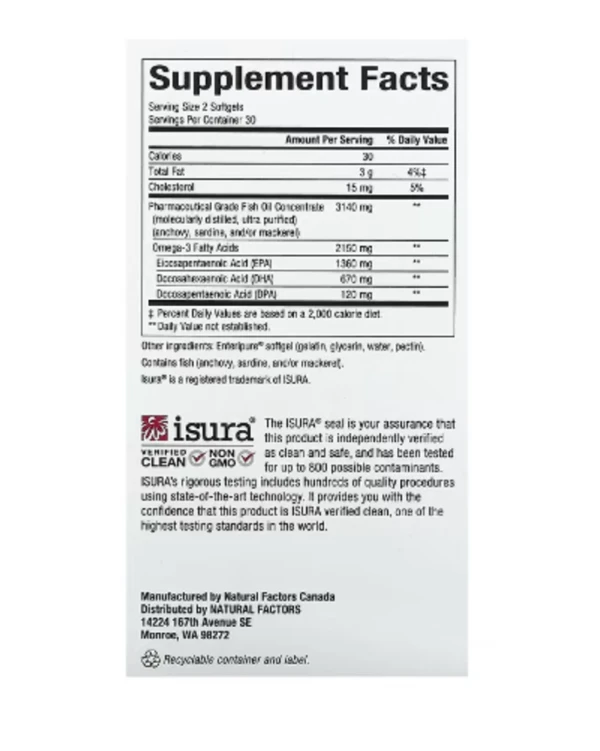 Natural Factors, RxOmega-3 Ultra Strength, 2,150 mg, 60 Softgels (1,075 mg per Softgel)