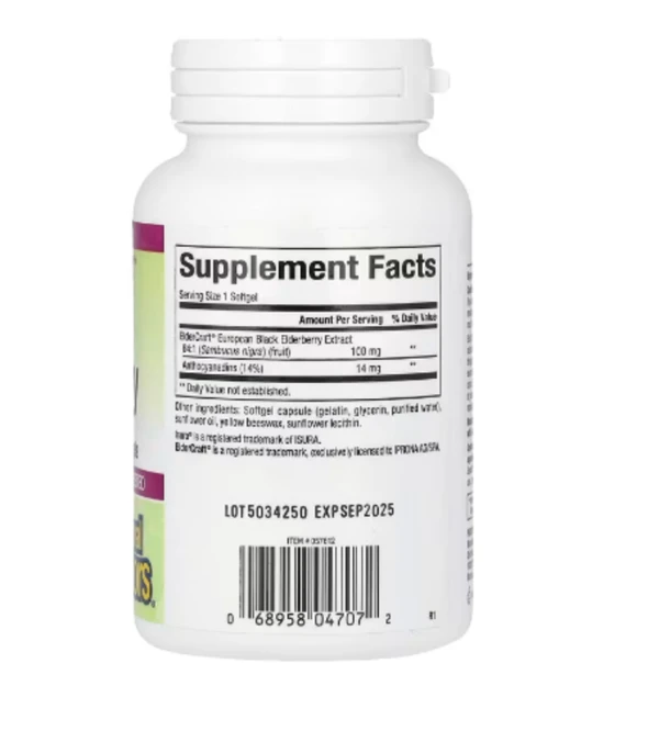 Natural Factors, Sambucus Black Elderberry, 100 mg, 120 Fast-Acting Softgels