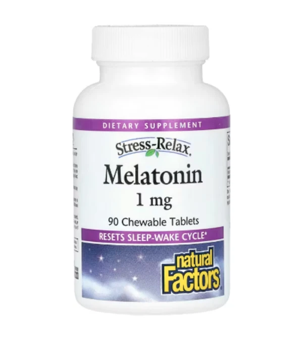 Natural Factors, Stress-Relax, Melatonin, 1 mg, 90 Chewable Tablets