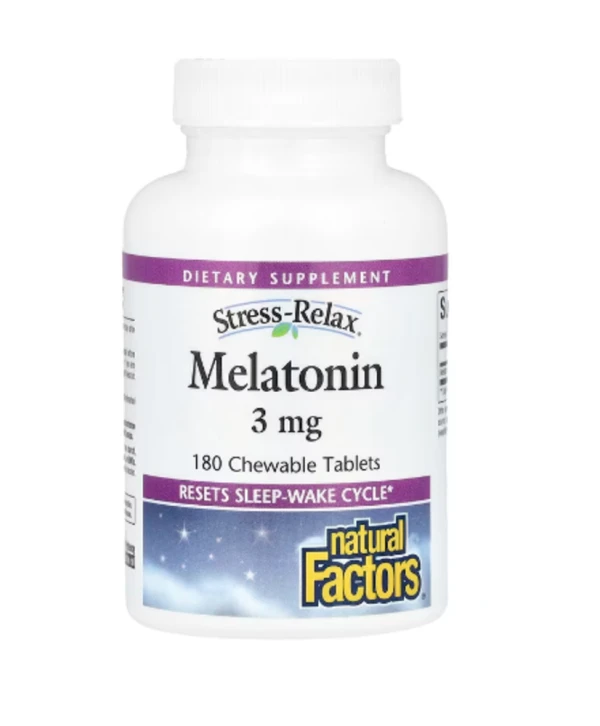 Natural Factors, Stress-Relax, Melatonin, 3 mg , 180 Chewable Tablets