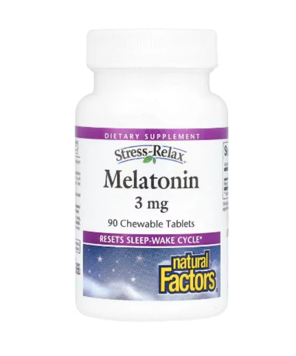 Natural Factors, Stress-Relax®, Melatonin, 3 mg, 90 Chewable Tablets
