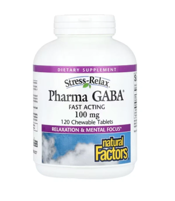 Natural Factors, Stress-Relax®, Pharma GABA®, 100 mg, 120 Chewable Tablets