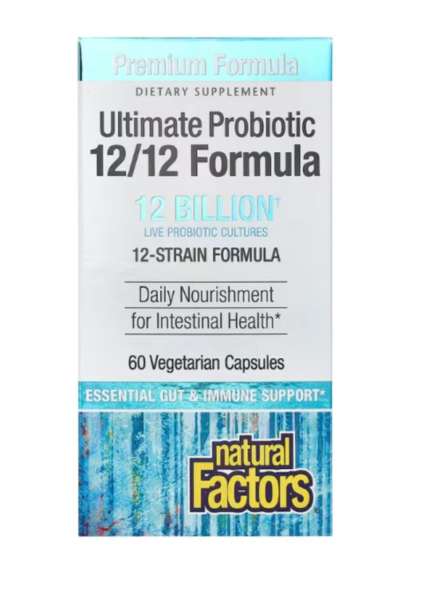 Natural Factors, Ultimate Probiotic, 12/12 Formula, 12 Billion, 60 Vegetarian Capsules